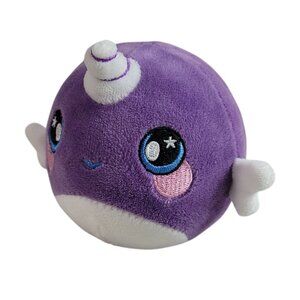 Squeezamals Nellie Narwhal Slow Rise Purple Plush 4" Stuffed Animal Toy No Tag
